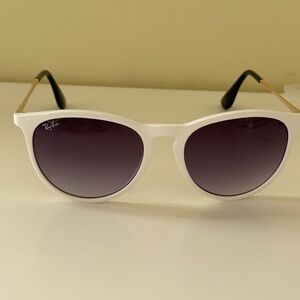 New Ray-Ban RB4171 ERIKA Sunglasses with Statement White Frames.
